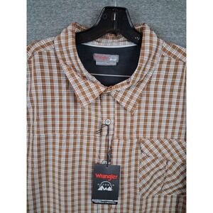 New Wrangler Mens Shirt 3XT Brown Plaid Outdoor Nylon Lightweight UPF30